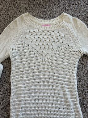 Cream Knit Openwork Women's Sweater